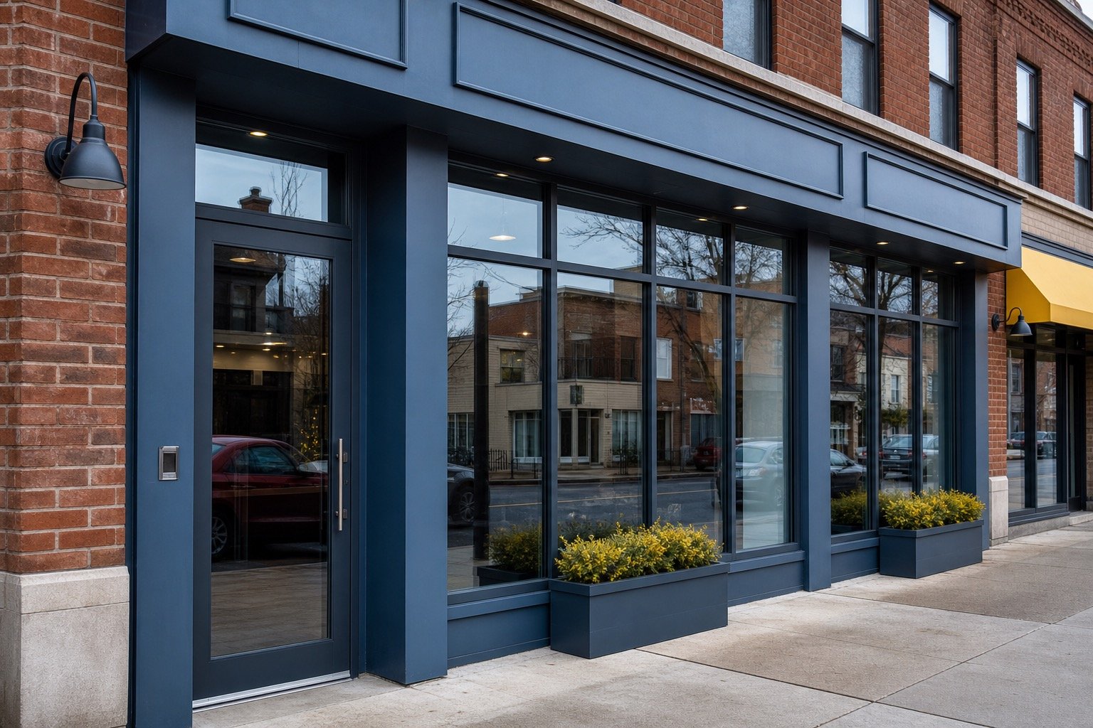 Modern commercial storefront glazing in Brampton