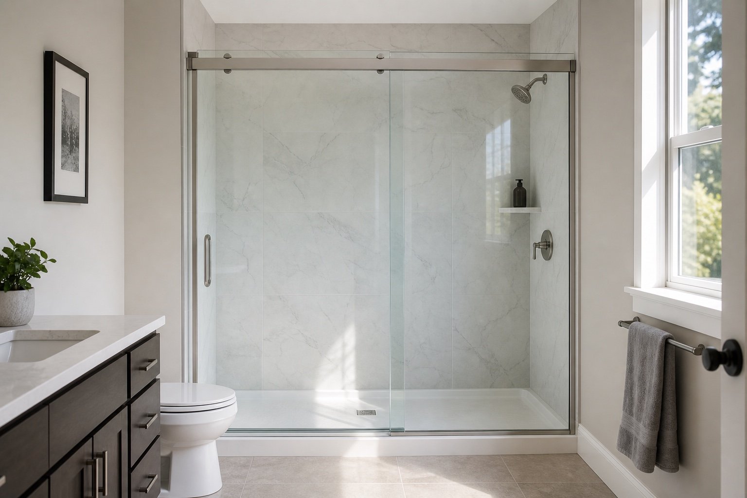 Sliding Shower Doors in a Brampton-area bathroom