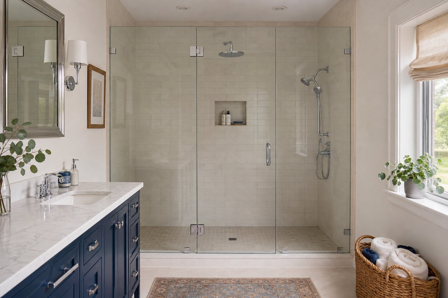 Inline Pivot Door with Side Panels example